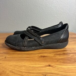 Earth Origins Flat Mary Jane Leather Shoes Size 9W Black Casual Y2K
